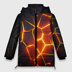 Куртка зимняя женская Огненные трещины, цвет: 3D-черный