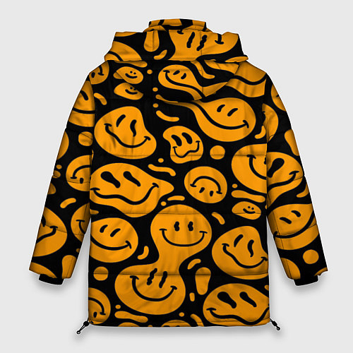 Женская зимняя куртка Растекающийся оранжевый смайл / 3D-Светло-серый – фото 2