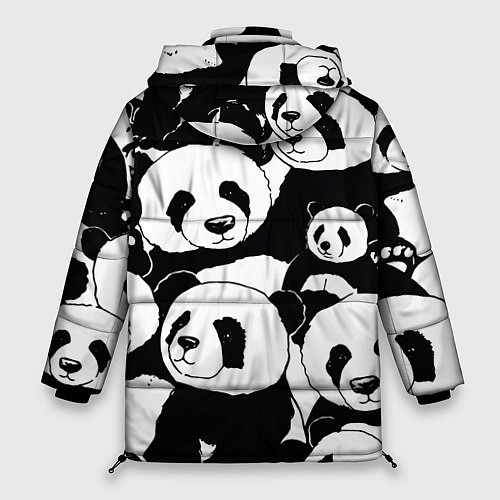 Женская зимняя куртка С пандами паттерн / 3D-Черный – фото 2