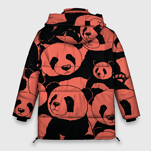Женская зимняя куртка С красными пандами / 3D-Черный – фото 2