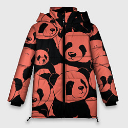 Куртка зимняя женская С красными пандами, цвет: 3D-черный