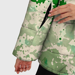 Куртка зимняя женская Абстракция в зелёных тонах, цвет: 3D-светло-серый — фото 2