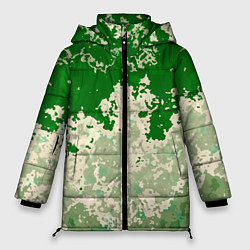Куртка зимняя женская Абстракция в зелёных тонах, цвет: 3D-красный