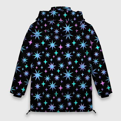 Женская зимняя куртка Зимние цветные звезды / 3D-Черный – фото 2