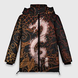 Куртка зимняя женская Японский неоновый дракон, цвет: 3D-черный