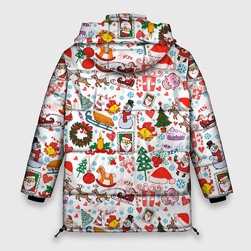 Женская зимняя куртка Новогодние символы / 3D-Черный – фото 2