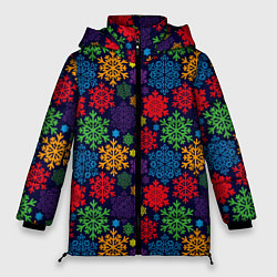 Женская зимняя куртка Снежинки разноцветные