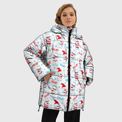 Куртка зимняя женская Снеговики - hello, цвет: 3D-черный — фото 2