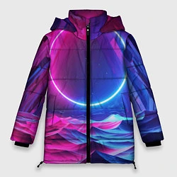 Куртка зимняя женская Круг и разноцветные кристаллы - vaporwave, цвет: 3D-светло-серый