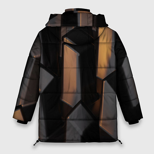Женская зимняя куртка Абстрактные тёмные геометрические блоки / 3D-Черный – фото 2