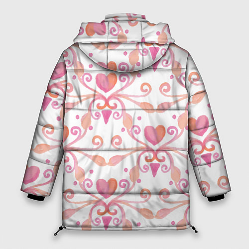 Женская зимняя куртка Винтажные сердечки / 3D-Черный – фото 2