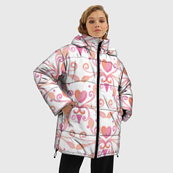 Куртка зимняя женская Винтажные сердечки, цвет: 3D-черный — фото 2