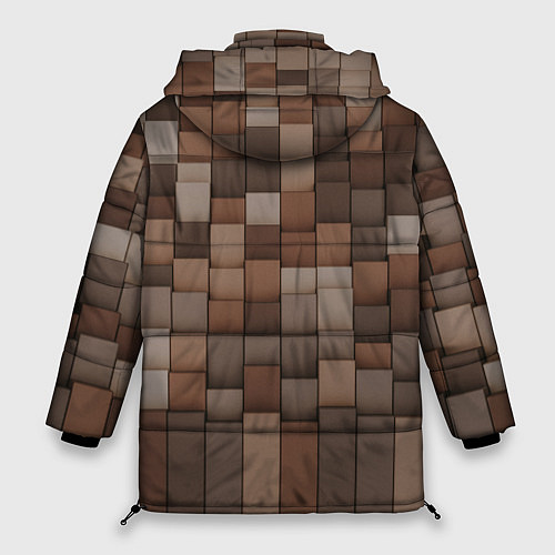 Женская зимняя куртка Геометрические тёмные прямоугольники и кубы / 3D-Красный – фото 2