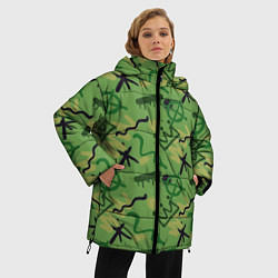 Куртка зимняя женская Милитари граффити, цвет: 3D-светло-серый — фото 2