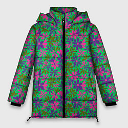 Женская зимняя куртка Яркий неоновый цветочный узор