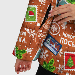 Куртка зимняя женская Новогодняя почта, цвет: 3D-светло-серый — фото 2