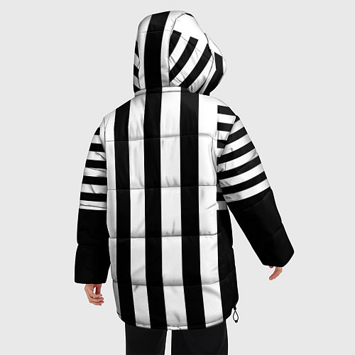 Женская зимняя куртка Черно белый узор в полоску / 3D-Светло-серый – фото 4