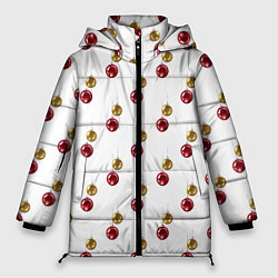 Женская зимняя куртка Золотые и красные елочные шары - паттерн