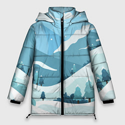 Куртка зимняя женская Заснеженные горы, цвет: 3D-черный