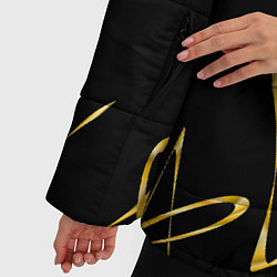Куртка зимняя женская Золотая каллиграфия на черном фоне, цвет: 3D-красный — фото 2