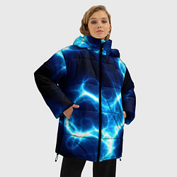 Куртка зимняя женская Молния грозовая - электрические разряды, цвет: 3D-красный — фото 2
