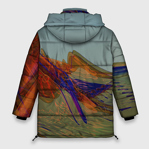 Женская зимняя куртка Волнообразные разноцветные музыкальные линии / 3D-Черный – фото 2