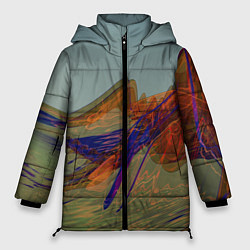 Женская зимняя куртка Волнообразные разноцветные музыкальные линии
