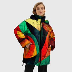 Куртка зимняя женская Текстурированная цветная абстракция, цвет: 3D-красный — фото 2