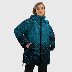 Куртка зимняя женская Темно фиолетовые пузыри, цвет: 3D-черный — фото 2