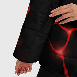 Куртка зимняя женская Красные неоновые трещины, цвет: 3D-светло-серый — фото 2