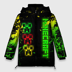 Куртка зимняя женская Minecraft - неоновые логотипы, цвет: 3D-красный
