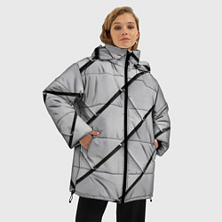 Куртка зимняя женская Серый блоковый металлический паттерн, цвет: 3D-светло-серый — фото 2
