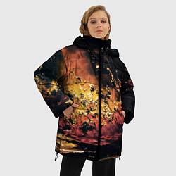 Куртка зимняя женская Горящее черное море маслом, цвет: 3D-красный — фото 2