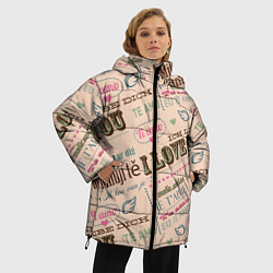 Куртка зимняя женская Ретро дизайн про любовь, цвет: 3D-красный — фото 2