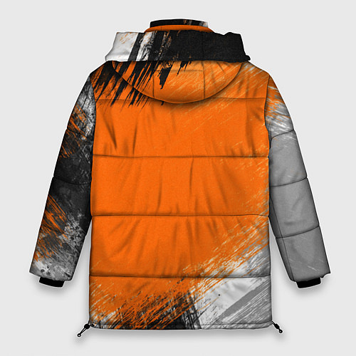 Женская зимняя куртка Желто-черный узор Мазки краски / 3D-Черный – фото 2