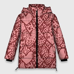 Куртка зимняя женская Сердечный принт, цвет: 3D-красный
