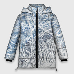 Куртка зимняя женская Абстрактный ледяной паттерн, цвет: 3D-черный