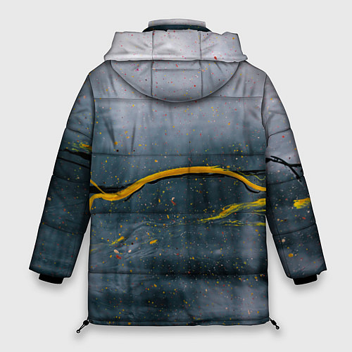 Женская зимняя куртка Серо-светлый абстрактный туман и краски / 3D-Черный – фото 2