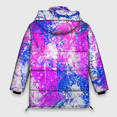 Женская зимняя куртка Разбрызганная фиолетовая краска - светлый фон / 3D-Черный – фото 2