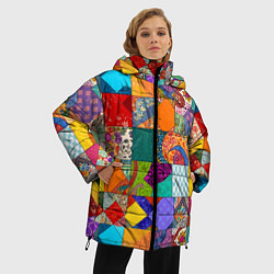 Куртка зимняя женская Разноцветные лоскуты, цвет: 3D-черный — фото 2