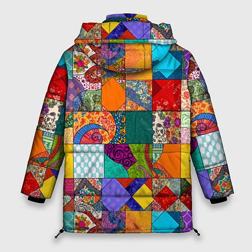 Женская зимняя куртка Разноцветные лоскуты / 3D-Светло-серый – фото 2