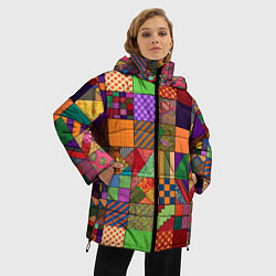 Куртка зимняя женская Разноцветные лоскуты от нейросети, цвет: 3D-красный — фото 2
