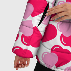 Куртка зимняя женская Двойные сердечки - паттерн, цвет: 3D-светло-серый — фото 2