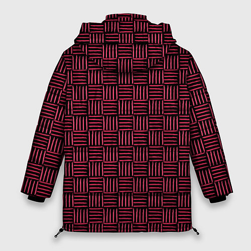 Женская зимняя куртка Паттерн из красных линий / 3D-Черный – фото 2