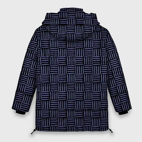 Женская зимняя куртка Паттерн из синих линий / 3D-Черный – фото 2