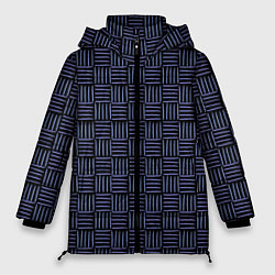 Куртка зимняя женская Паттерн из синих линий, цвет: 3D-черный