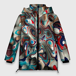 Куртка зимняя женская Волны - краски, цвет: 3D-красный