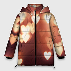 Куртка зимняя женская Летящие сердечки, цвет: 3D-красный