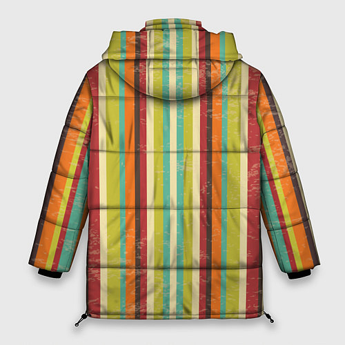 Женская зимняя куртка Абстрактное множество разноцветных полос / 3D-Черный – фото 2
