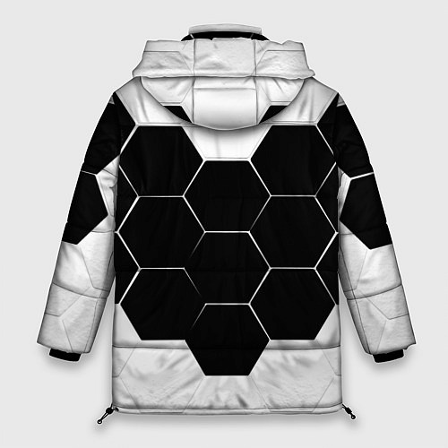 Женская зимняя куртка Абстракция текстура соты / 3D-Светло-серый – фото 2